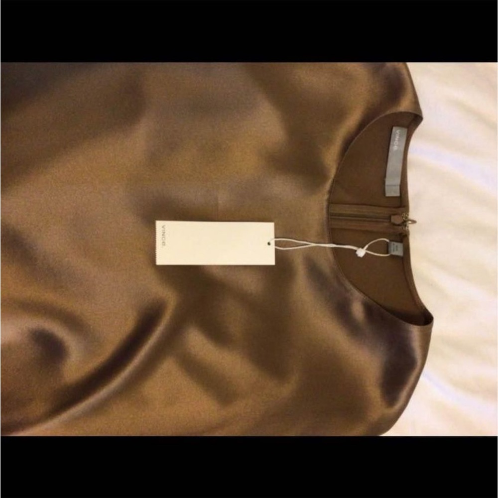 New silk tan blouse by Vince with tags in size large